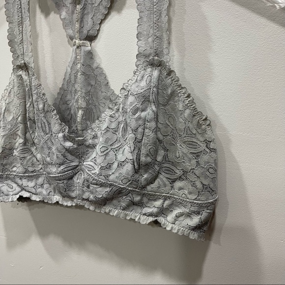 Intimately Free People Galloon Lace Racerback Bralette Light Grey Medium - Picture 3 of 7